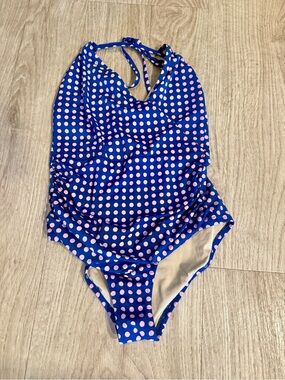J. crew Blue Polka Dot One-Piece Swimsuit